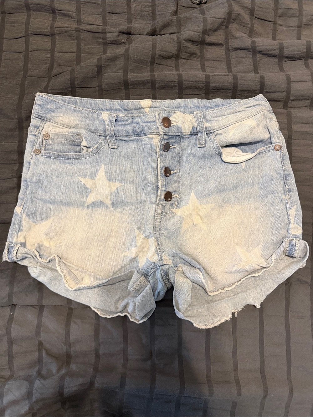 Target Light Blue Star Print Denim Shorts - Women
